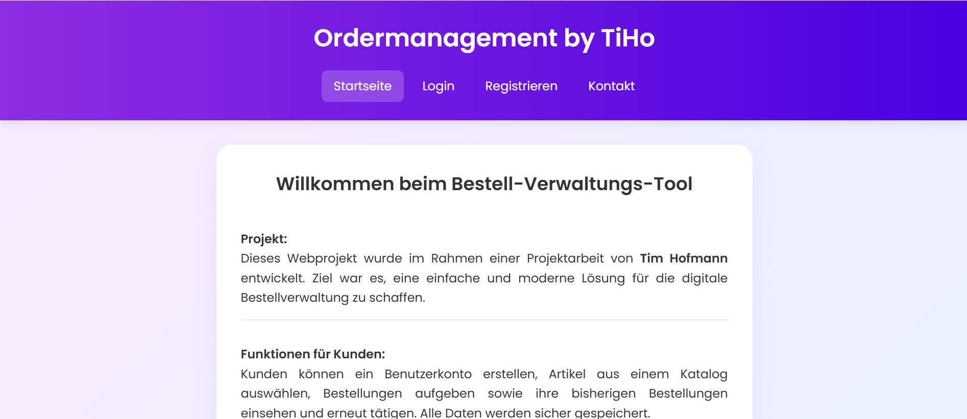 Ordermanagement-Tool – Vorschau