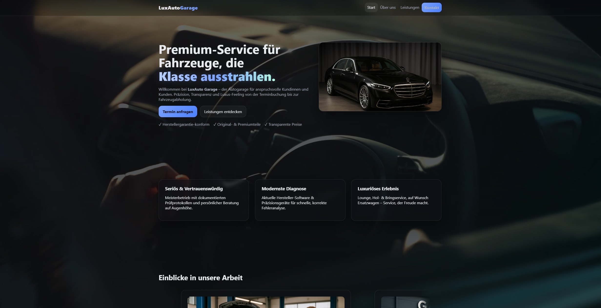 Screenshot Autowerkstatt Muster-Webseite