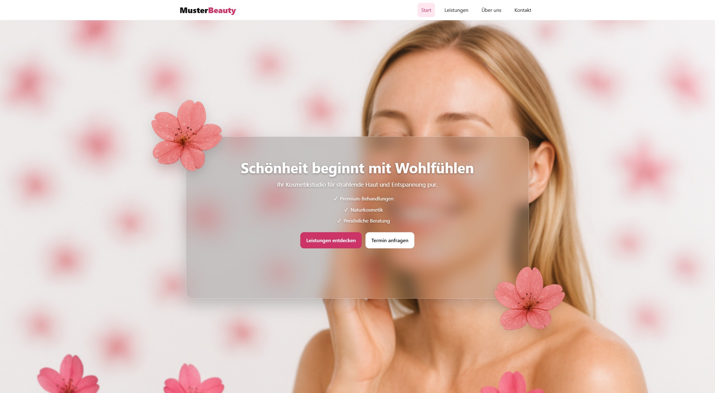 Screenshot Kosmetik Muster-Webseite